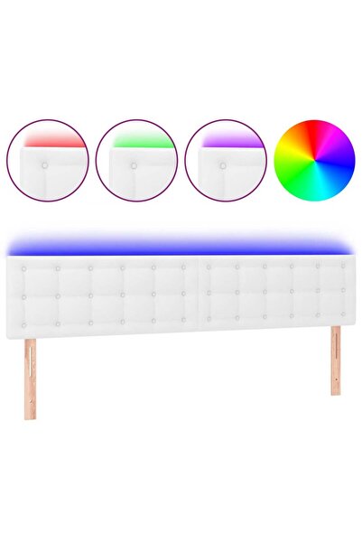 vidaxl Tăblie de pat cu LED, alb, 200x5x78/88 cm, piele ecologică