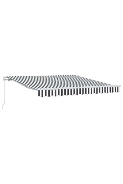 vidaxl Copertină retractabilă manuală, Antracit/Alb, 300 x 250 cm