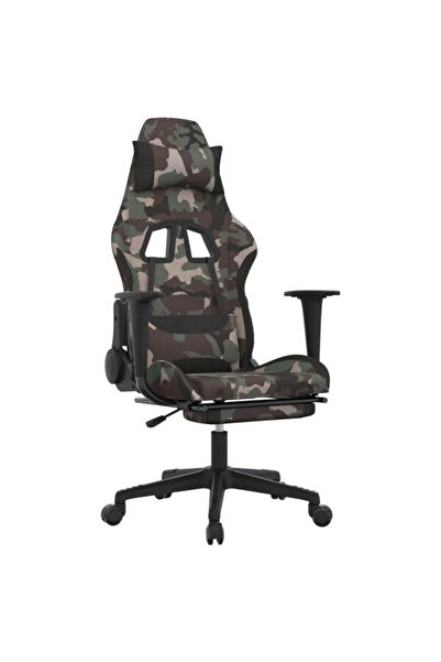 vidaxl Scaun de gaming cu suport pentru picioare, camuflaj și negru, din mate...