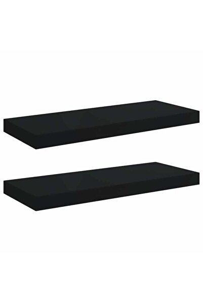 vidaxl Rafturi de perete plutitoare, 2 buc., Negru, 60 x 23.5 x 3.8 cm MDF