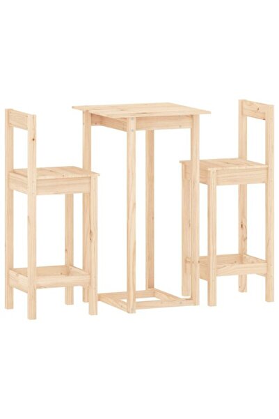 vidaxl Set mobilier de bar, 3 piese, lemn masiv de pin