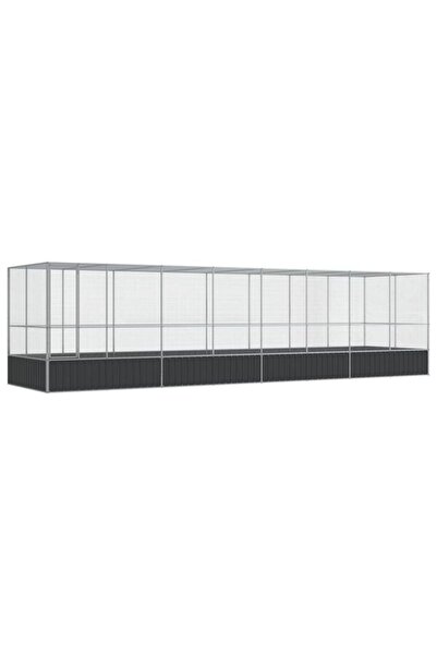 vidaxl Volieră pentru păsări cu extensie, argintie, 832 x 207 x 212 cm, oțel