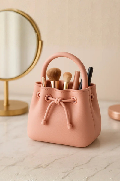 Doa Koleksiyon Pink Bag-Shaped Makeup Brush Organizer