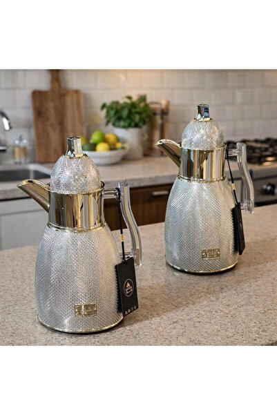 Lavera Trams Tea and Coffee Set with Luxurious Pattern 2 Pieces - Matte Charc...