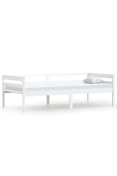 vidaxl Cadru de pat, alb, 90 x 200 cm, lemn masiv de pin