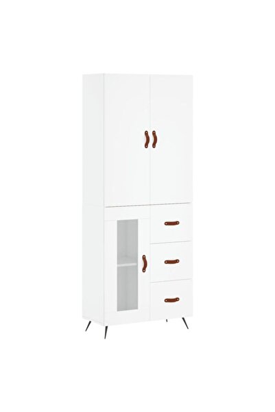vidaxl Dulap înalt, alb, 69,5 x 34 x 180 cm, lemn compozit