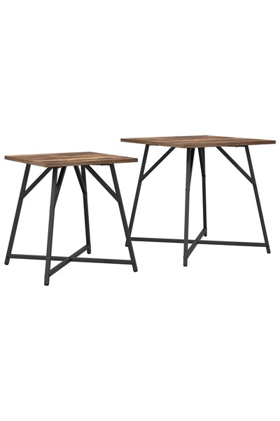vidaxl Set măsuțe laterale 2 pcs Stejar afumat și negru