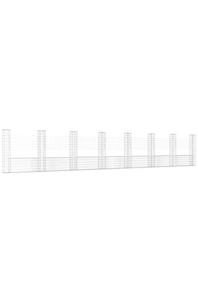 vidaxl Coș gabion în formă de U cu 8 stâlpi, 860 x 20 x 150 cm, Fier