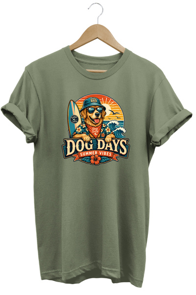 The Baski Dog Days Summer Vibes Unisex Μπλουζάκι με στάμπα σκύλου με καλοκαιρ...