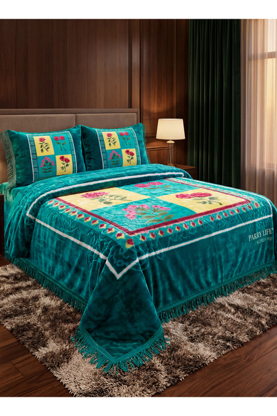 PARRY LIFE Luxury 4-Piece Fleece Bedding Set with Fringe Trim | 4KG Heavy Bla...