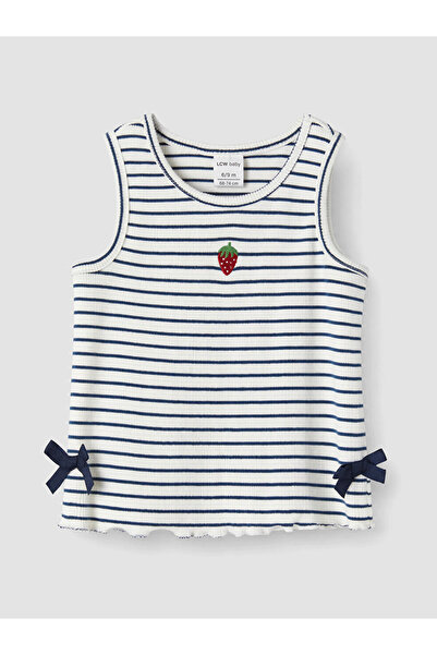LC Waikiki Crew neck embroidered striped baby girl 2-piece t-shirt set