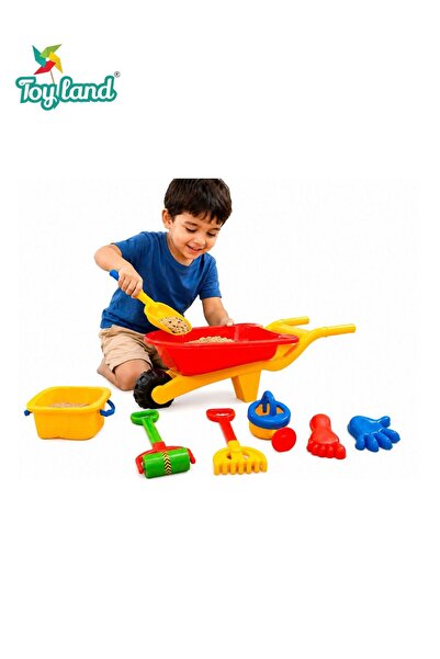 TOY LAND Kids Beach Sand Toy Set with Wheelbarrow, Bucket, Shovel, Rake, Wate...