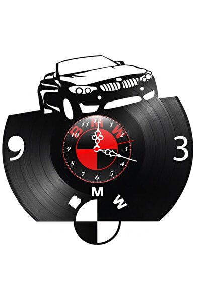 BMW Ceas de perete decorativ din disc de vinil, Model mașină decapotabilă, Ne...