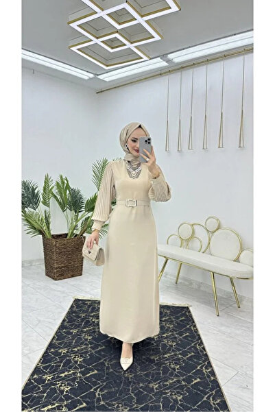 bgm fashion Women's Hadise Crepe Hijab Dress