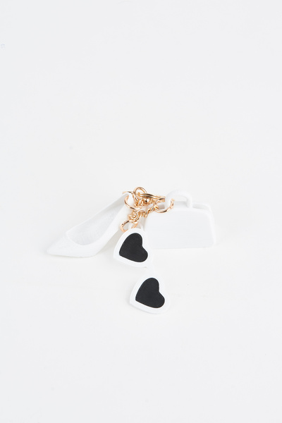 Vivaq White Mini Figured 3D Print Charm Bag Accessory Keychain