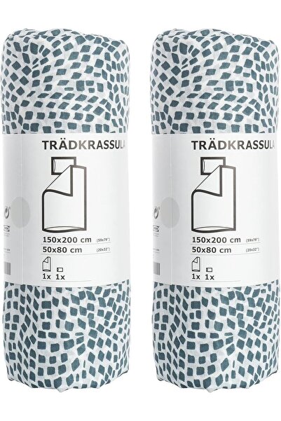 Generic IKEA-TRADKRASSULA Single Bedding Sets, White/Blue/Green Patterned, Do...
