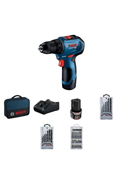 Bosch GSR 12V-30 + 39Parça Vidalama Seti Akülü Delme Vidalama Makinesi 06019G...