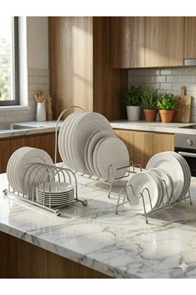 Mony moon 3Pcs Kitchen Plate and Dish Organizer Set Stainless Steel Dish Dryi...