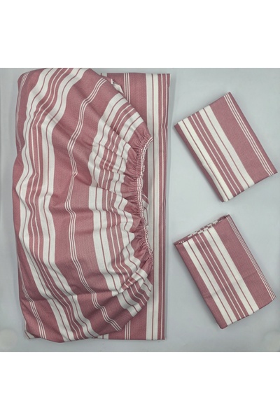 pınarhome collectıon 100% Organic Cotton Fabric Elastic Fitted Sheet+ Pillowc...