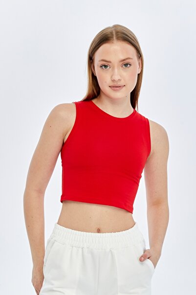 trender Sleeveless crop women's tank top 587-04 red