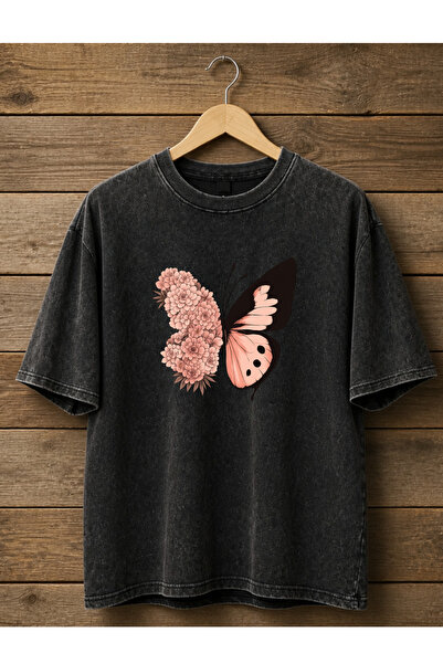 Pink Sky Μπλουζάκι Unisex Oversize με εφέ ξεβαμμένου υφάσματος, Vintage Stree...