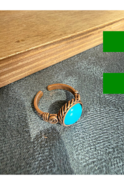 Rupen Kraft Handcrafted natural stone pure copper ring adjustable size pure c...