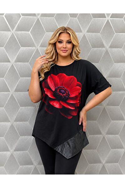 styleFlex Bluză/Tricou oversize,din bumbac cu imprimeu floral 3D