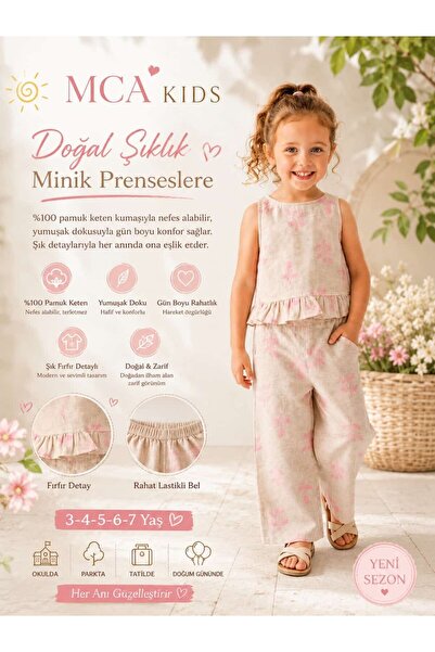 McA all inclusive Girl's Floral Detailed Ruffled Double Top and Bottom Set