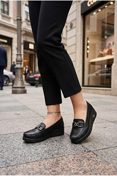 fort 35440 Comfortable Flexible Stone Buckle Detailed Thick Sole Women's Ballerinas