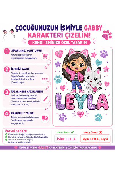 URBANTRENDSTORE Gabby Karakterine Kişiye Özel Baskı Unisex Kişiye Özel Çocukl...