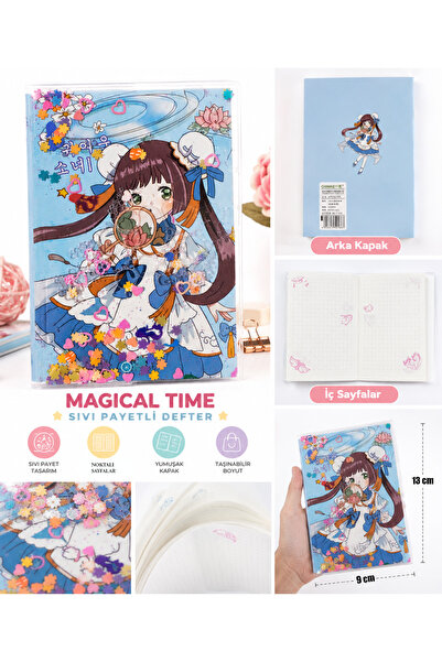 renkli izler atölyesi Kawaii Sevimli Tasarımlı Sıvı Payetli Mini Defter 9x13 ...