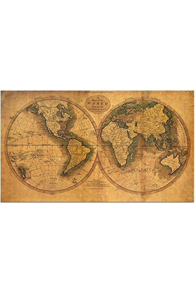 ESSESORIES Vintage World Map Kraft Poster Wall Art Waterproof Self Adhesive T...
