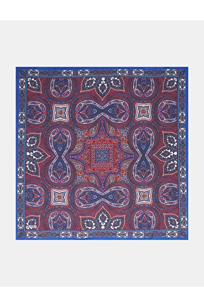 Kayra 100% Lyocell Ethnic Pattern Scarf Navy Blue