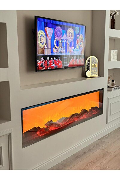 MeGulart Elektrikli Şömine DEKORATİF 90X30 3FARKLI RENK PROFESYONEL SES SİSTEMİ