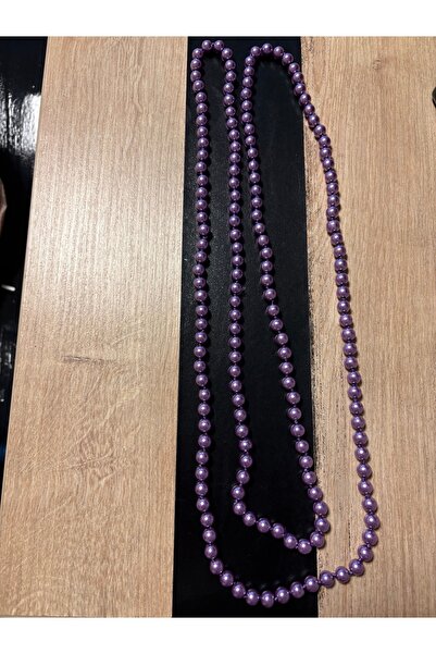 ELUNE İSTANBUL & Milano Purple Pearl-Look Long Design Necklace – Premium Series