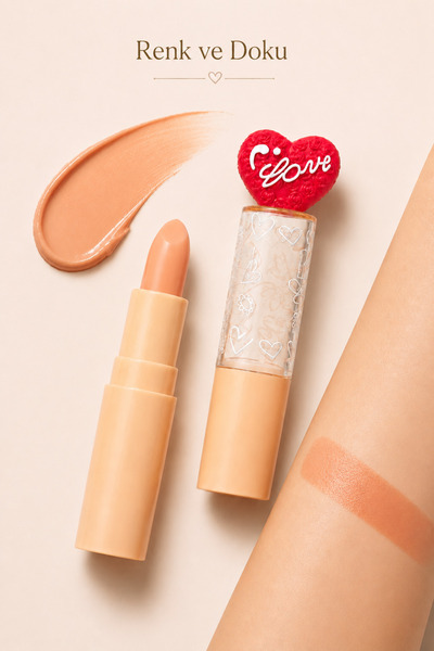 Sudedi Home Colorful Lip Balm Nude Lipstick 01 Nude Peach, Peach Nude Tone Lip Balm, Heart Cover Daily Nude Lipstick