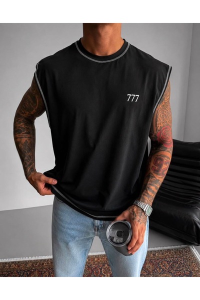 vorian Men's Oversize Letter Embroidered Sleeveless Undershirt