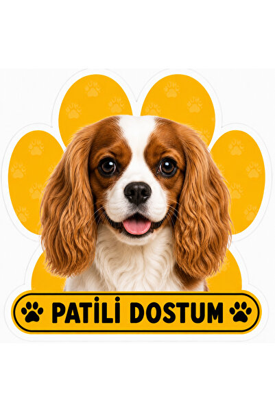Parti Tasarla Pawed Friend Cavalier Charles Dog Sticker Label |   20X15 cm Se...