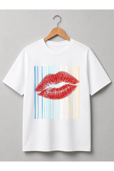 Grafftee Clothing تي شيرت قطني مطبوع بتصميم Pop-Art Kiss من TUNALYA للجنسين -...