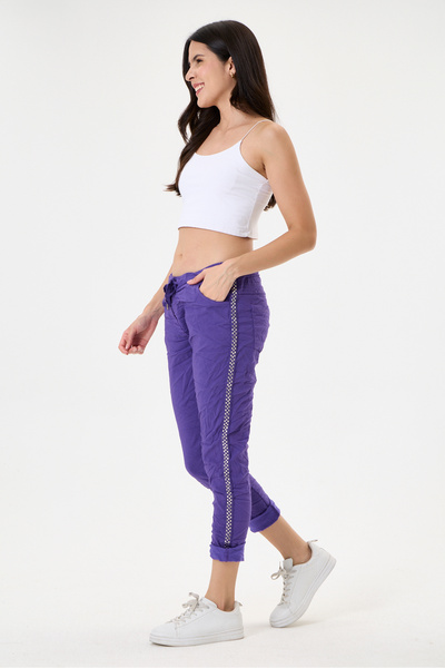 della moor Women's Italian Style Lycra Trousers with Side Stripes and Lace-Up...