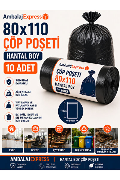 Ambalaj Express.com.tr 10lu 1 rulo 80x110 800gram cöp poseti yüksek dayanımlı