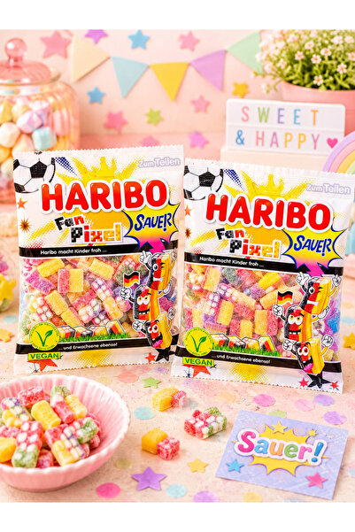 Essentra Home Haribo Fun Pixel Sauer Vegan Şekerleme 2'li Paket yumuşak şeker...