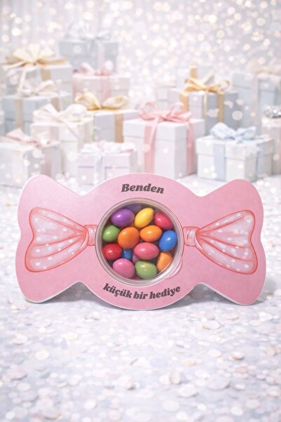 Emtory Gift 5 Adet Pembe Kurdele Model Şeker Kutusu - Çikolata Kutusu - Nişan...