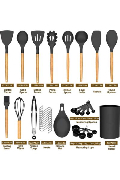 Aputue Silicone Kitchen Utensils Set, Professional Cooking Tools with Natural...