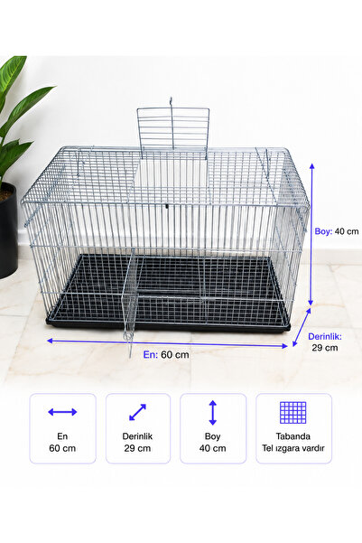 KAYA KAFES VE PETSHOP ÜRÜNLERİ Tel ızgaralı Tavşan ve hamster kafesi 60/29/40