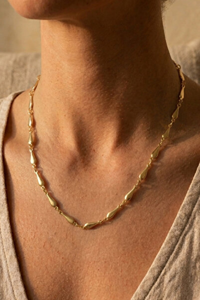 Rua Jewelry Steel Drop Model Women's Necklace 4 mm Gold Color |   Anti-Tarnis...