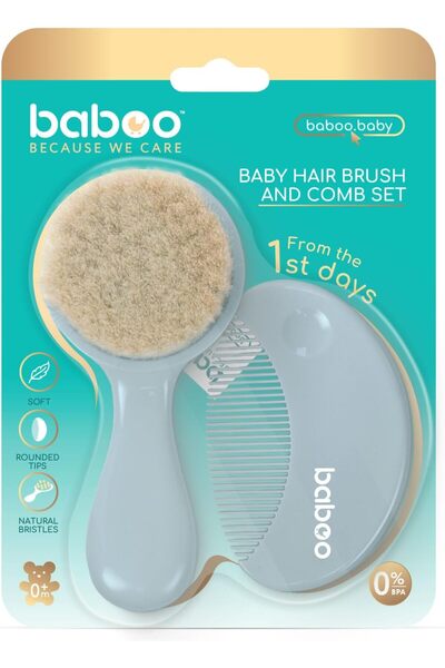 Baboo Baby Brush & Comb Set - Blue Haze