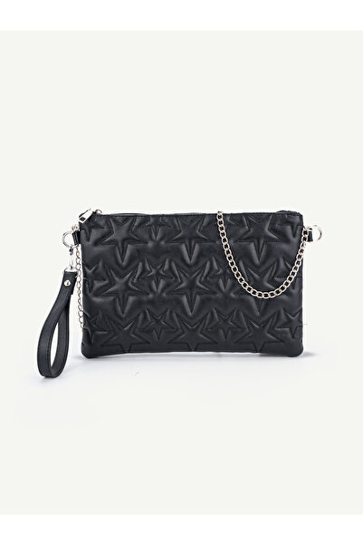 Rivina Women's Star Embroidered Portfolio Handbag with Wrist Strap and Satin ...