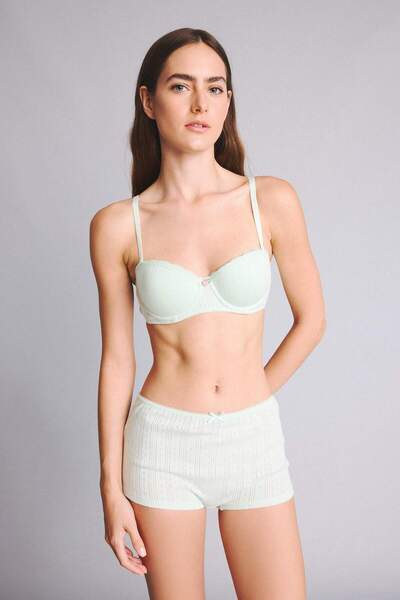 DeFacto Perforated Woven Patterned Mint Green Boxer with Bow Detail H3650Ax26Sp