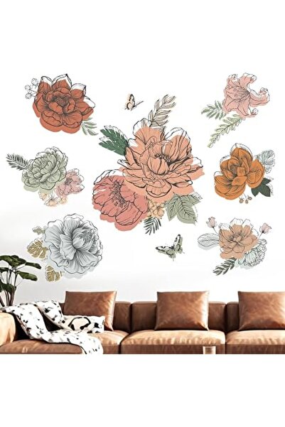 The Bros Flower Wall Decals for Living Room: Grass Plants Boho Floral Wildflo...